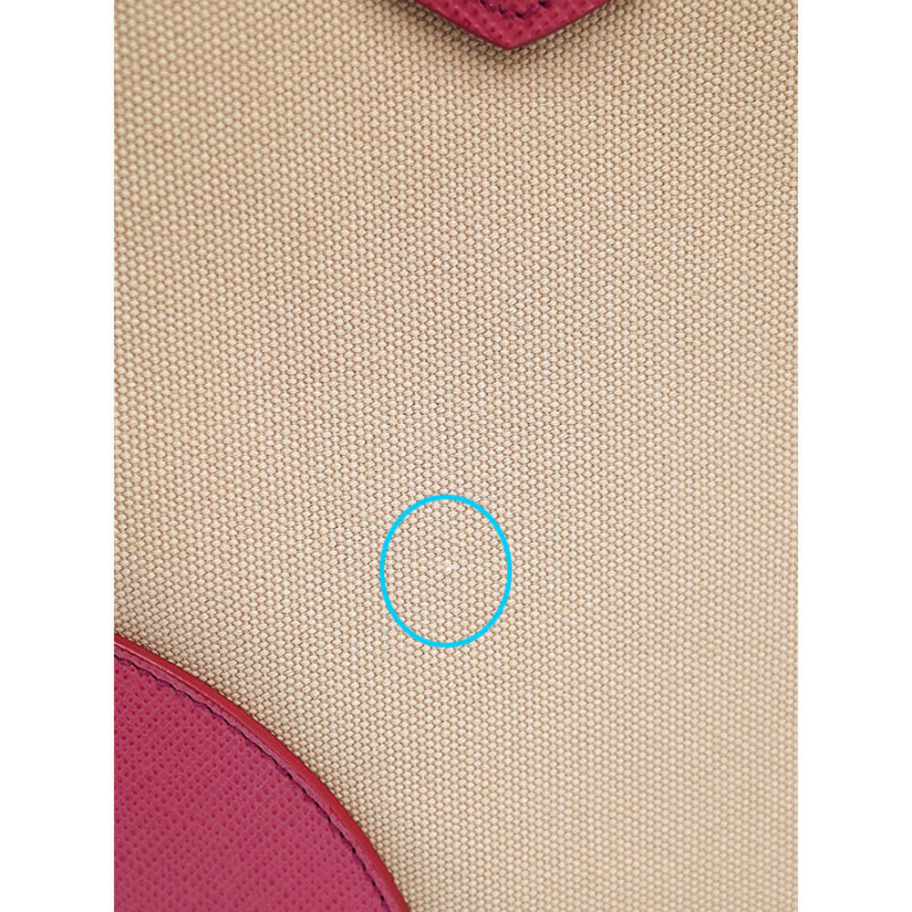 Prada Canapa Saffiano Double Satchel beige canvas body pink leather - Picture 4 of 5